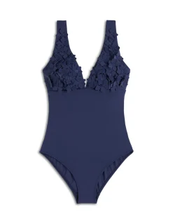 Maillot de bain à appliqués fleurs