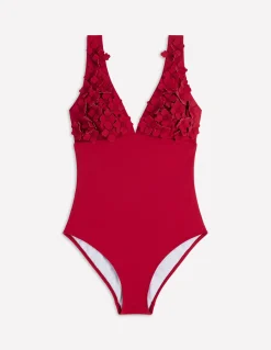 Maillot de bain à appliqués fleurs