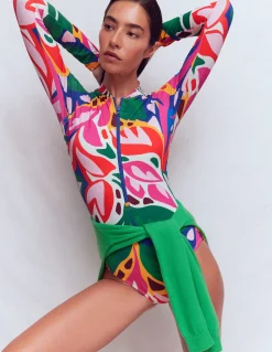 Maillot de bain sport à manches raglan