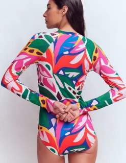 Maillot de bain sport à manches raglan