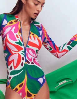 Maillot de bain sport à manches raglan