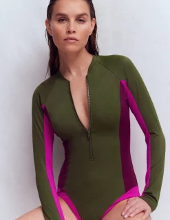 Maillot de bain sport à manches raglan