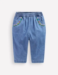 Pantalon brodé à enfiler