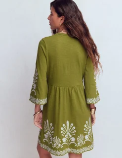 Robe courte style caftan en jersey