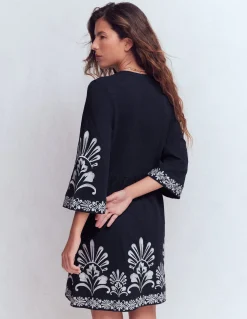 Robe courte style caftan en jersey