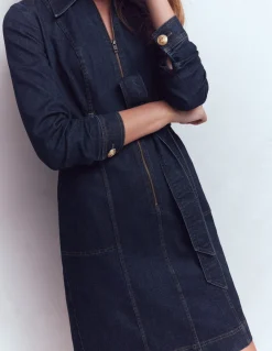 Robe courte zippée en jean