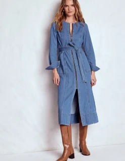 Robe droite zippée en jean