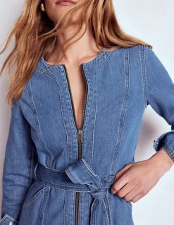Robe droite zippée en jean