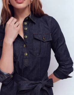 Robe en jean à demi-patte de boutonnage