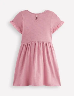 Robe en jersey à poche et broderie anglaise