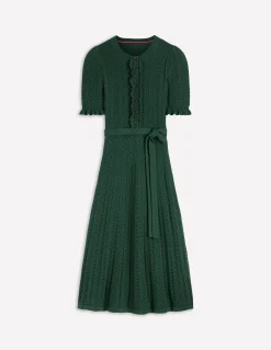 Robe en maille volantée à col tunisien