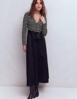 Robe en mélange de techniques à manches longues
