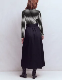 Robe en mélange de techniques à manches longues