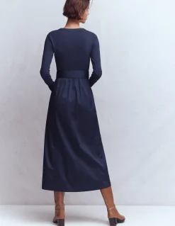 Robe en mélange de techniques à manches longues