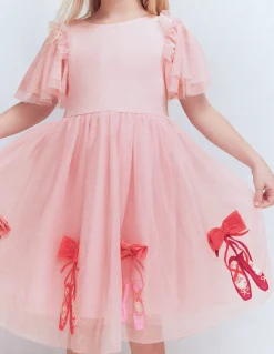 Robe en tulle à manches courtes avec logo