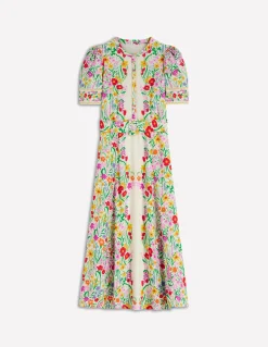 Robe Kate à ceinture et manches bouffantes