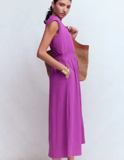 Robe midi Alba à smocks en jersey