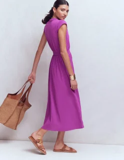 Robe midi Alba à smocks en jersey