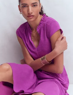 Robe midi Alba à smocks en jersey