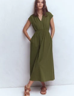Robe midi Alba à smocks en jersey