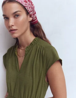 Robe midi Alba à smocks en jersey