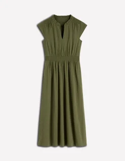 Robe midi Alba à smocks en jersey