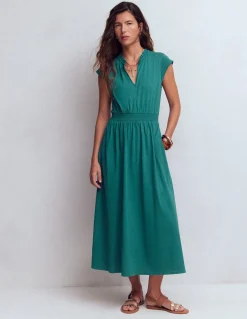 Robe midi Alba à smocks en jersey