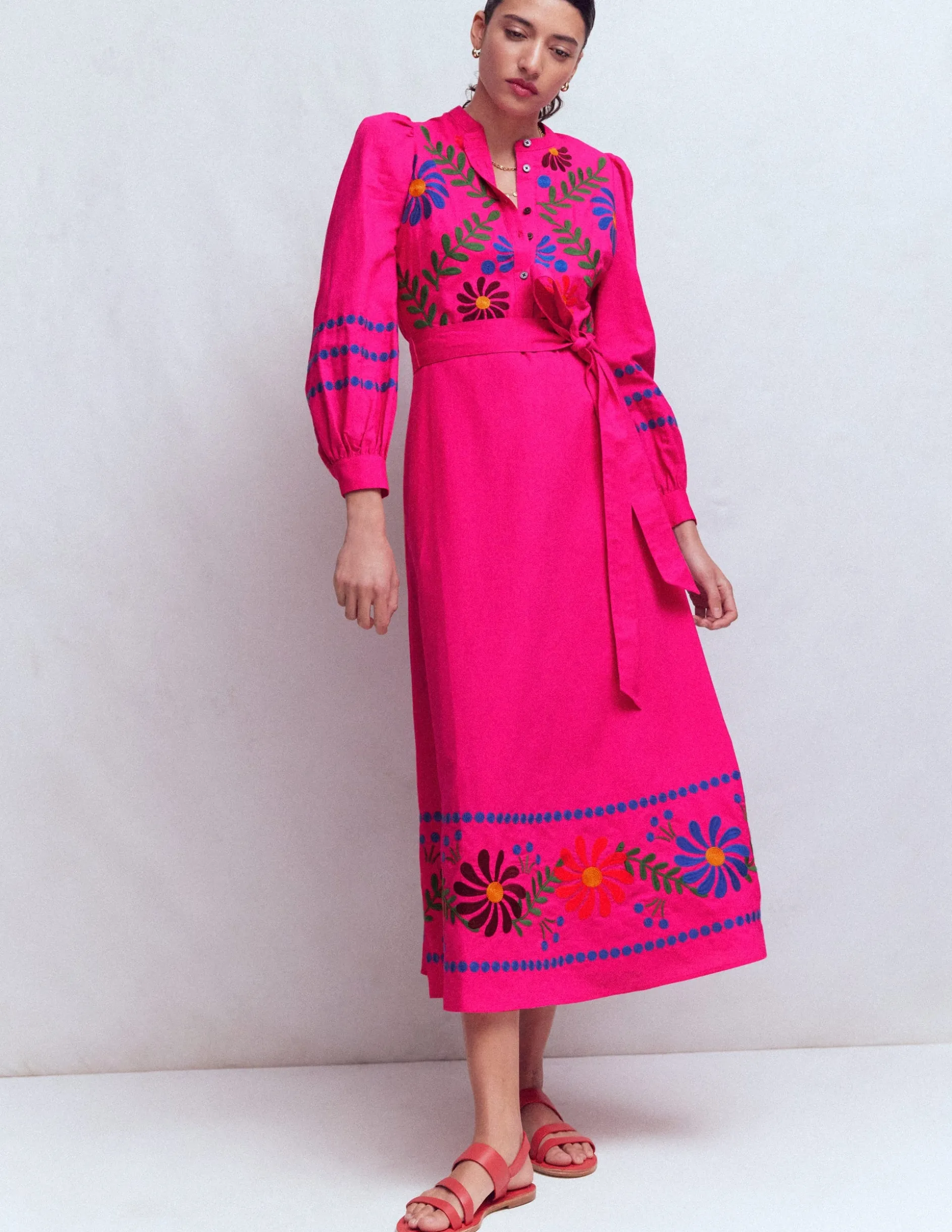 Robe midi Ava en lin mélangé