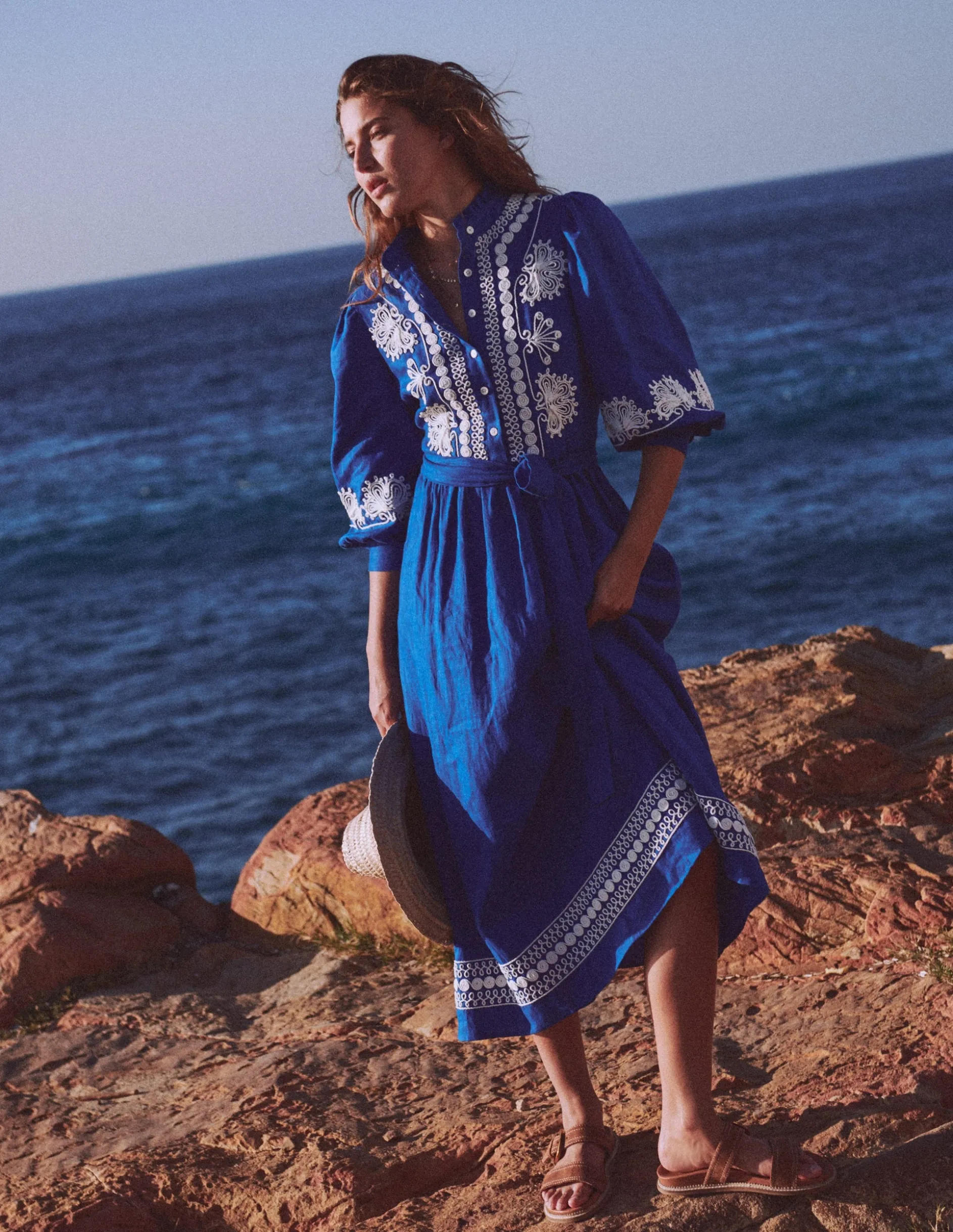 Robe midi Ava en lin mélangé