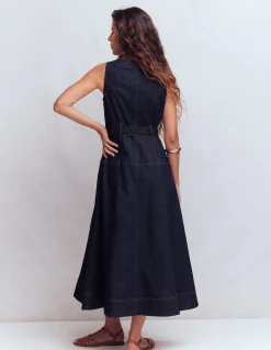 Robe sans manches zippée en jean