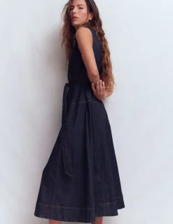 Robe sans manches zippée en jean