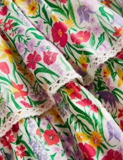 Robe tissée à dentelle et volants