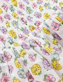 Robe tissée à dentelle et volants