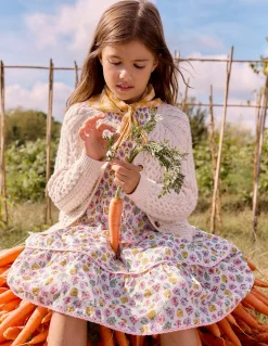 Robe tissée à dentelle et volants