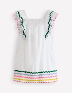 Robe tissée à manches virevoltantes