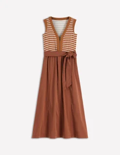 Robe zippée sur le devant en mélange de techniques