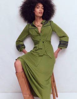 Robe-chemise brodée en jersey