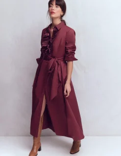 Robe-chemise plissée à volants