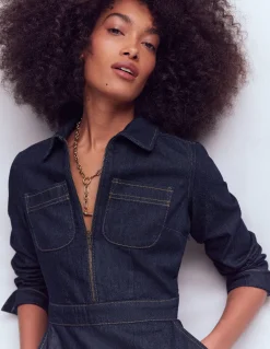 Robe-chemise virevoltante en jean