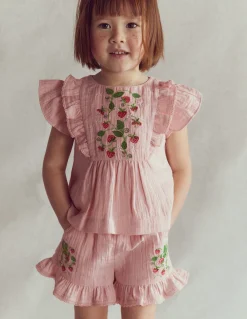 Short tissé à volants