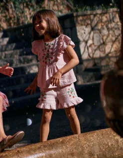 Short tissé à volants