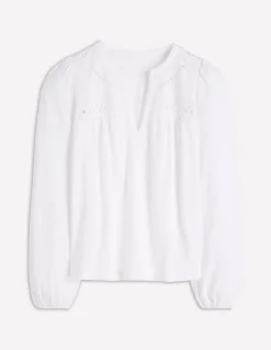 Top à col cranté en mélange de tissus