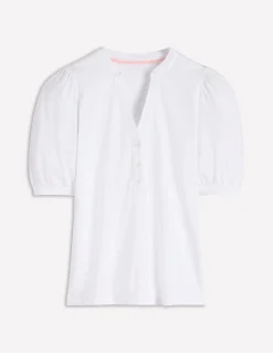 Top à manches courtes et col tunisien ouvert