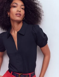 Top à manches courtes et col zippé