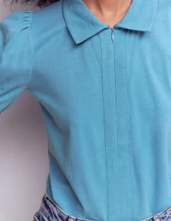 Top à manches courtes et col zippé