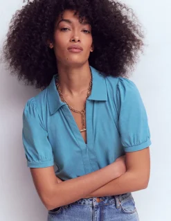 Top à manches courtes et col zippé