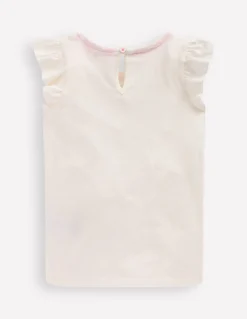 Top à manches courtes volantées et logo