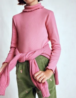 Top côtelé à col roulé