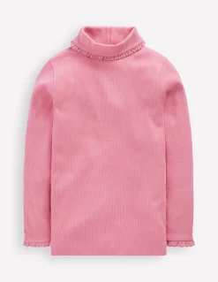 Top côtelé à col roulé