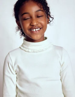 Top côtelé à col roulé